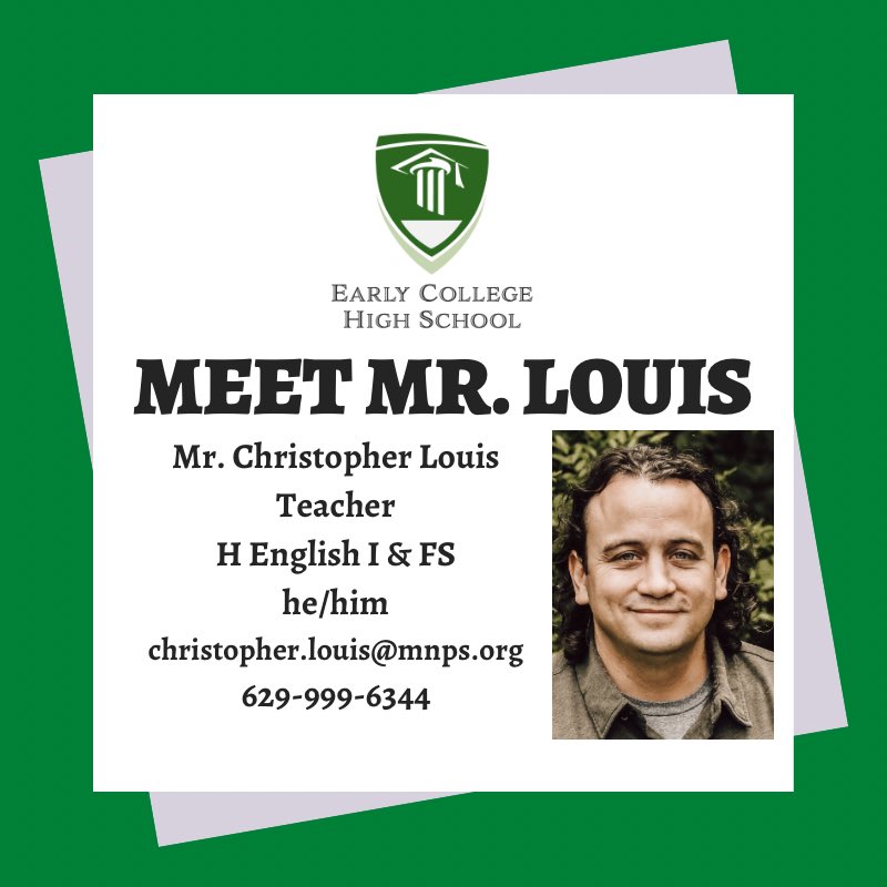 ECHS_MNPS's tweet photo. It’s almost time for 2️⃣6️⃣-2️⃣7️⃣! Let’s learn a bit about our stellar faculty & staff 🤓!
Mr. Louis - Honors English I & Freshman Seminar Teacher! 🎉
👋🏿👋🏻👋🏽👋🏾👋🏻
Learn more about ECHS by visiting the link in our bio!
#ECHSLevelUp #HSDualEnrollment @metroschools https://t.co/YQy6FRJya2