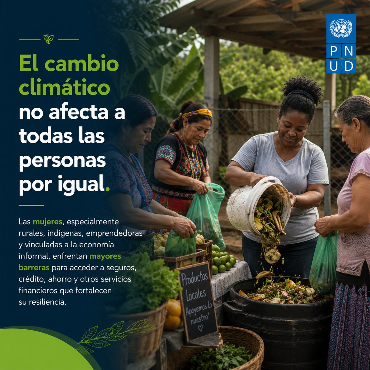 PNUD_CR's tweet photo. La transición hacia una Costa Rica descarbonizada también es una oportunidad para reducir desigualdades.

Cuando el financiamiento climático incorpora la perspectiva de género, fortalece la resiliencia de las personas, protege los medios de vida y genera oportunidades para quienes históricamente han enfrentado mayores barreras.

En Costa Rica, el acceso al financiamiento, la educación financiera, los seguros climáticos y la información sigue siendo desigual para muchas mujeres, especialmente en territorios rurales, costeros e indígenas.

Por eso, el PNUD, junto con la Dirección de Cambio Climático del MINAE, impulsa una acción climática que integra la igualdad de género como un elemento clave para fortalecer la resiliencia, proteger los medios de vida y ampliar las oportunidades para todas las personas.

Porque una acción climática inclusiva, transforma vidas y acelera el desarrollo sostenible.

#Descarbonización #AcciónClimática #IgualdadDeGénero #CostaRica #PNUD #MINAE #DCC

@MinaeCRI_ @msaludcr @UN_Women @sandrasosa