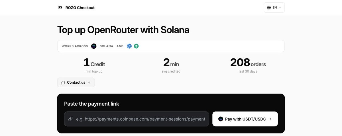 ROZOai's tweet photo. OpenRouter credits, now payable with USDT or USDC on @solana
Pay from your Solana wallet @phantom, @solflare, @Backpack and top up in minutes.

👉 https://t.co/4ILdmm0zoy https://t.co/0Sx9cQcss3