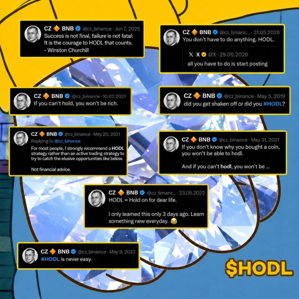 spyzer's tweet photo. Good things come to those who HODL

HODL and receive free BNB 

HODL makes more people have BNB in their wallet

HODL is CZ’s prophecy https://t.co/4nkkCUuiVo