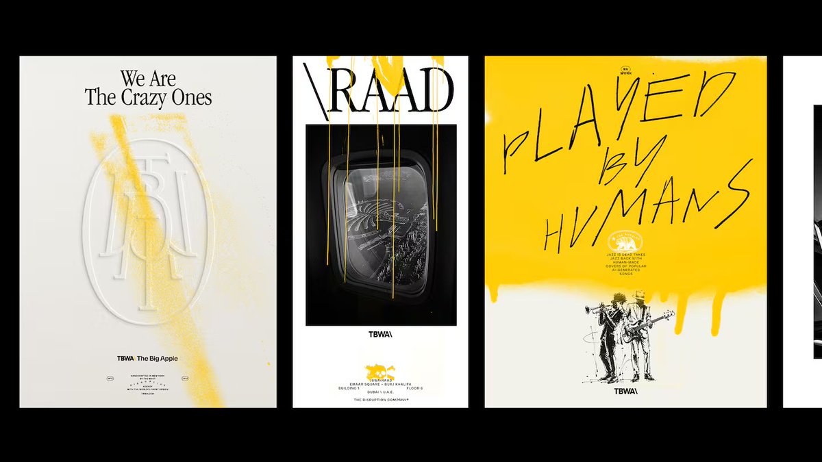 michaelmiraflor's tweet photo. TBWA's new global visual identity feels like a direct response to enshittification / refinement culture / logo minimalism. 

"The biggest design choice is that the visuals favor handcrafted details, signaling a commitment to human-centered creativity in the age of AI." https://t.co/7YiyzNaRyK