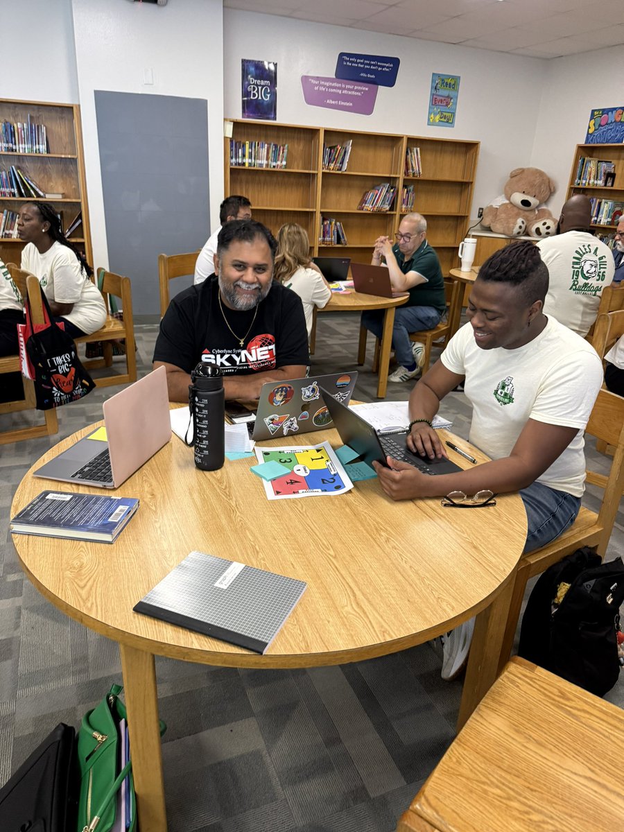 N_Bernardino's tweet photo. ๐พThe @CGillelem Bulldogs are bringing the energy!Led by Principal @GabrielleMErvin, this team is sharpening lessons to maximize student engagement while ensuring every learning experience aligns with the rigor of the TEKS.Their commitment to continuous improvement is inspiring! https://t.co/pRkcyPfhxH