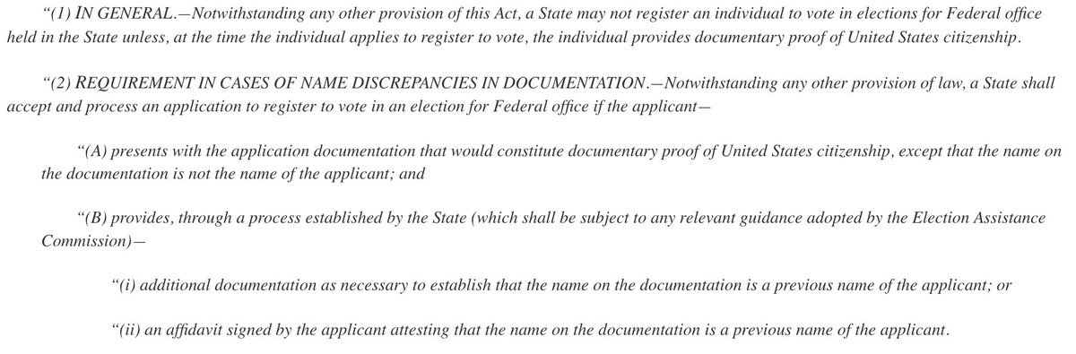 KevinRobertsTX's tweet photo. The SAVE America Act does not disenfranchise married women.

Section 2 requires states to establish a clear process for “name discrepancies in documentation.” That provision exists specifically to handle cases like a married woman whose birth certificate still carries her maiden name. If her documents don’t line up, the bill states that she can sign an affidavit attesting that the name on her proof of citizenship is a previous name.

The Left’s entire case against this bill rests on the insulting premise that Americans, including recently married women, are too dumb to prove they are who they say they are. Yet those same women successfully update their names at the DMV, the Social Security Administration, banks, etc. 

Americans are more than capable of proving their identity. The Left just doesn’t want elections that only American citizens can vote in.