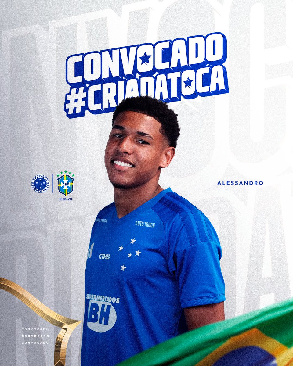 Cruzeiro's tweet photo. #CriaDaToca convocado para a Seleção Brasileira Sub-20! 🦊🇧🇷

Alessandro estará com a Seleção em dois amistosos contra a Bolívia, na Granja Comary, nos dias 9 e 12 de agosto!

Parabéns pela convocação, Cria! 👏 https://t.co/DESKjaC6Te