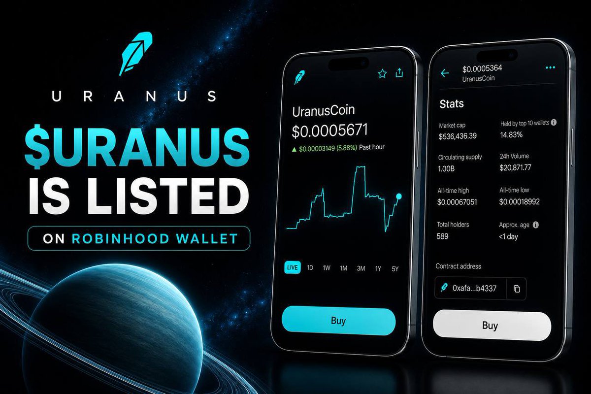 Uranus4337's tweet photo. $URANUS has officially been listed and is tracked on Robinhood wallet! 🪐✨ https://t.co/Bh7zSDlcxT