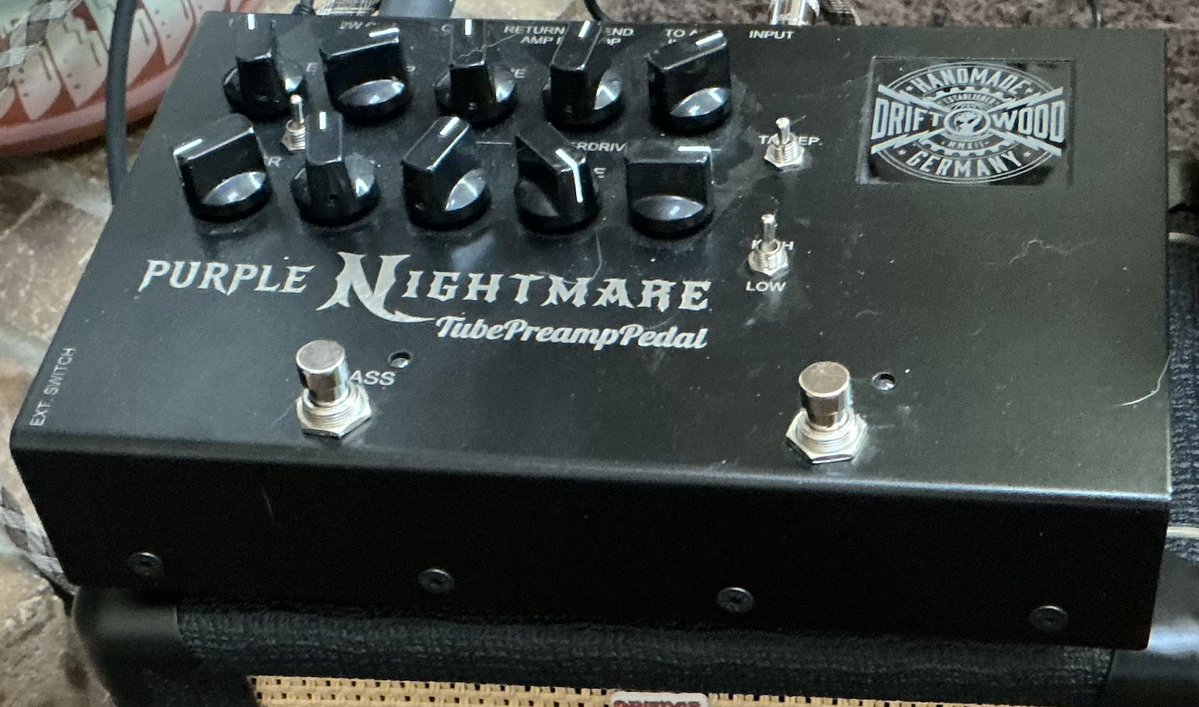 Jag_Panzer's tweet photo. This is quickly becoming one of my favorite pieces of gear.  Here’s why -

It’s tube, so it’s got the feel I’m looking for.  I can get good tones from tube captures on some modeling gear, but the feel is slightly different.  This feels like a tube amp because it is one.

2 watt output jack.  In addition to being a preamp, it’s got a 2 watt powered output.  This is great for driving a 1x8, 1x10 or even a 1x12.  The volume isn’t blaring but it’s great for a small practice rig.

It scales.  This unit sounds good at 2 watt out into my Orange 1x8 cabinet.  At the other end - plug this into a KSR power amp/Mesa 4x12 and the tone slays!