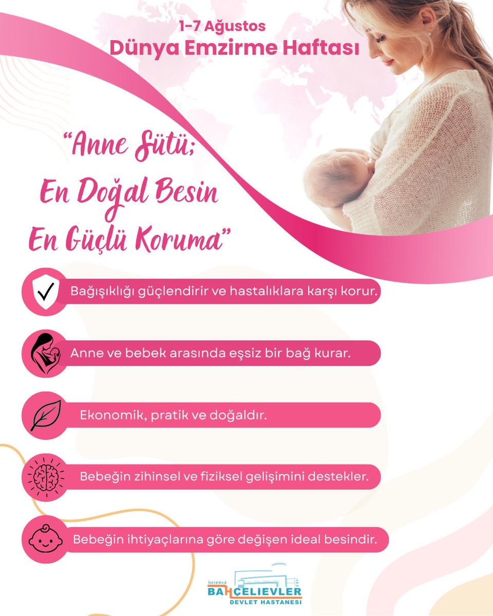 BahcelievlerDH's tweet photo. 🤱 Anne sütü, bebeğiniz için ilk ve en değerli besindir. İlk 6 ay yalnızca anne sütü, sonrasında ise ek gıdalarla birlikte 2 yaş ve ötesine kadar emzirme; bebeğin sağlıklı büyüme ve gelişimini destekler.
Dünya Emzirme Haftası kutlu olsun! #dünyaemzirmehaftası https://t.co/UjPdIpAw7p