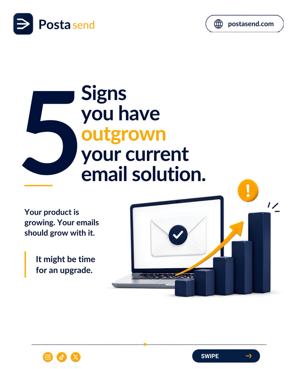 postasend's tweet photo. Growing products need email infrastructure that can keep up.

If your current setup is slowing you down, it may be time for an upgrade.

With PostaSend, you get reliable inbox delivery, easy integration, and startup friendly pricing all built to scale with your growth. https://t.co/vnKKXglOsA
