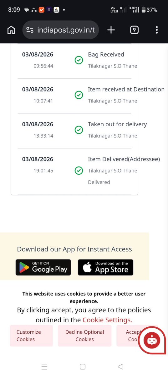 subodh080788's tweet photo. @IndiaPostOffice 
Sir,  My Speed Post item  with article No. EU895287524IN has not recieved however on website it's reflecting delivered

Despite best efforts can't trace the documents 

Please help https://t.co/69onTpLsWC