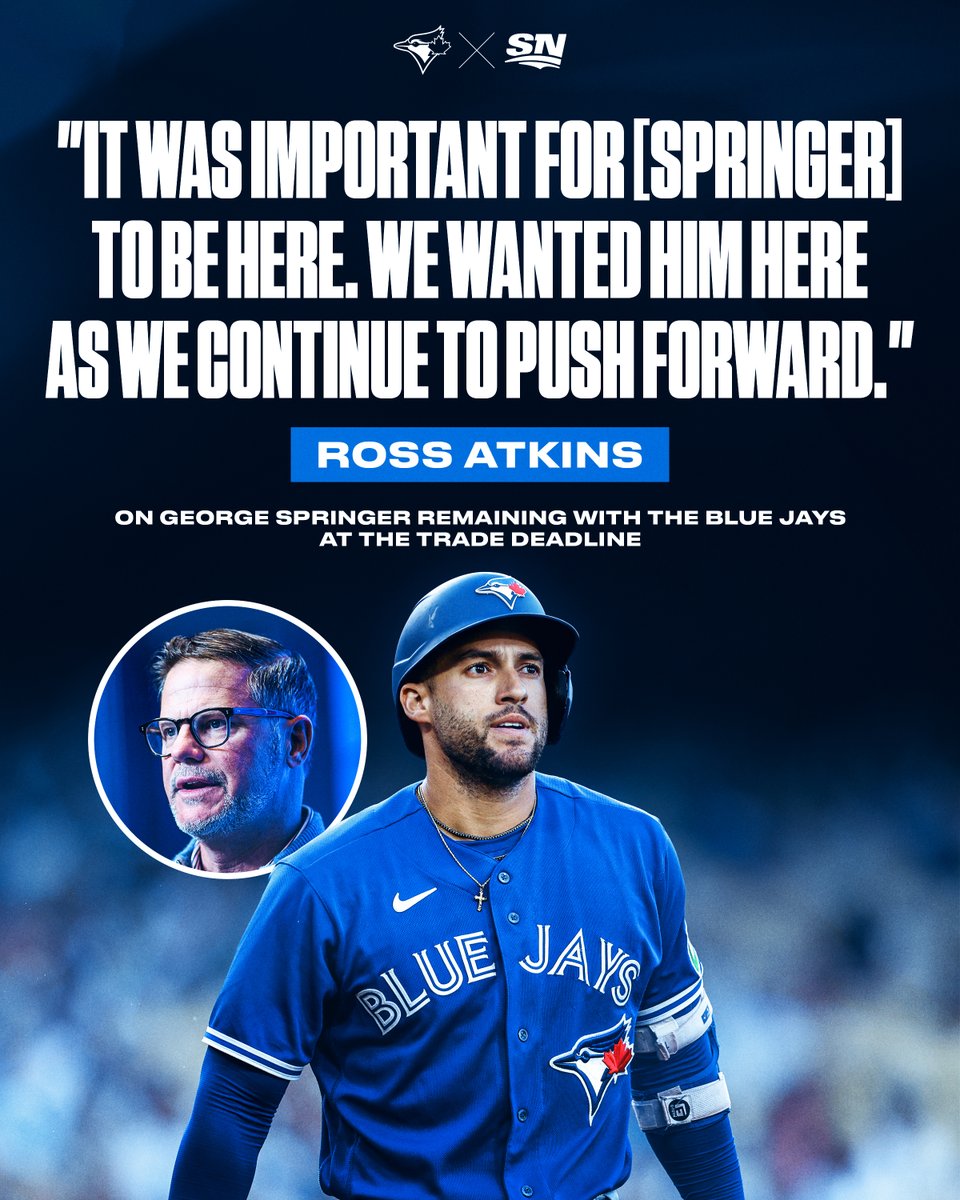 Sportsnet's tweet photo. What George Springer means to this Blue Jays team 💙 https://t.co/ixYkpFue75