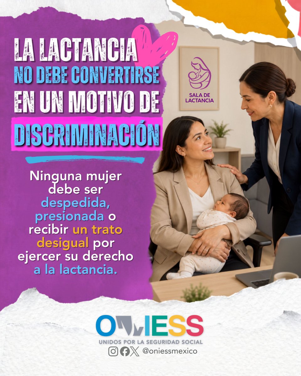 oniessmexico's tweet photo. ⏰ Tu jornada laboral no debería impedir la lactancia, ni esta debe ser motivo de discriminación 

#ONIESS #LactanciaMaterna #UnidosPorLaSeguridadSocial https://t.co/aPjrtWGOFj