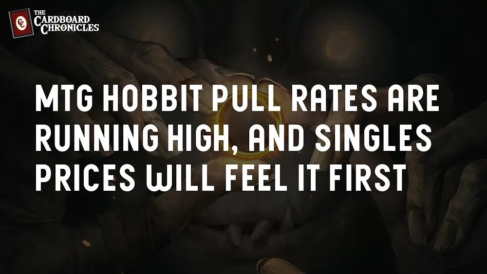 CardboardChron's tweet photo. MTG Hobbit pull rates look absurd. Book covers in 25% of packs. Dragon horde in 21%. That's great for openers, terrible for anyone holding singles hoping prices hold.
Full breakdown: https://t.co/GESCEl0BEx
#MTGHobbit #MagicTheGathering #UniversesBeyond #MTG https://t.co/ZIbTiETXI2