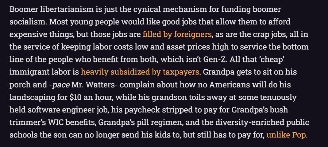 ThomBrady5's tweet photo. "Expecting young people to take care of the old is right, but that in turn means it’s a moral crime to fail to provide the conditions for the young to flourish." https://t.co/RBzpMpJT6N