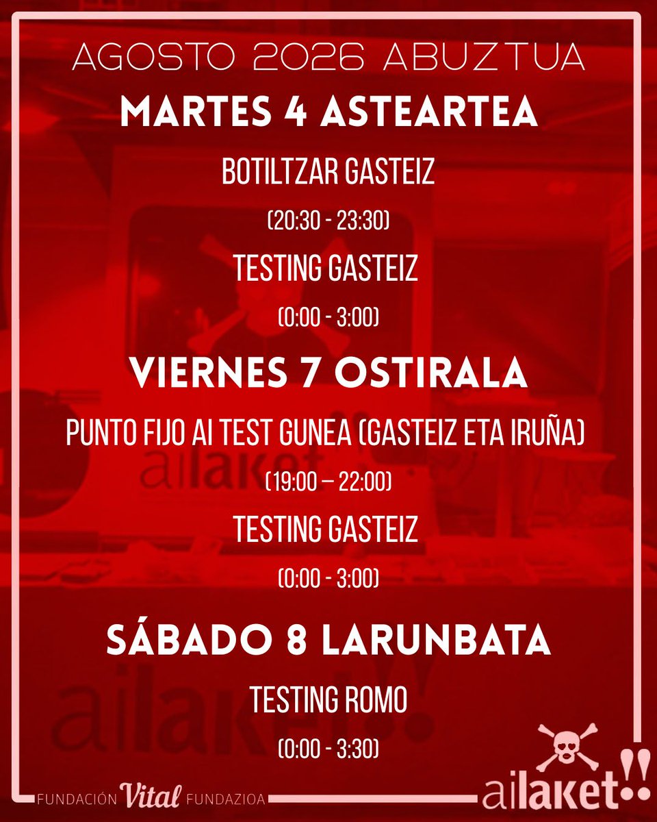 Ailaket's tweet photo. Andre Maria Zuriaren jaietan eta Erromon egongo gara! ¡Estaremos en las fiestas de la Virgen Blanca y en Romo! https://t.co/OwdDpMz2eh