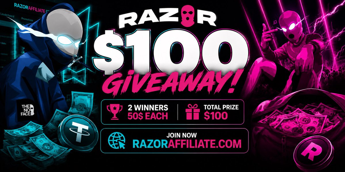 razoraffiliate's tweet photo. 🚨 $100 Giveaway ($50 × 2 Winners) 🚨

Join now: https://t.co/8Psv7shlyD

Winners will be picked in 24 hours. Good luck! 🍀 https://t.co/2uUIceHZNx