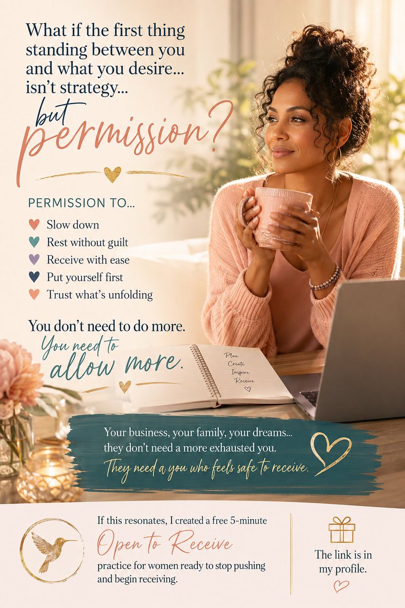 AnaelIvon's tweet photo. ✨ Free 5-minute Open to Receive practice: https://t.co/lrEPB7nvEE⁠�

#OpenToReceive #WomenInBusiness #Mindset #SelfLeadership #Receiving https://t.co/Vsl1ntDwjI