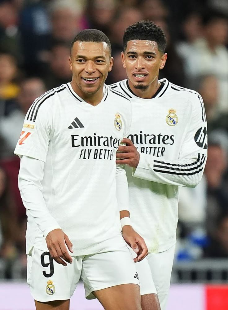 addictionjude's tweet photo. jude bellingham and kylian mbappé are set to return to real madrid training next week... we're about to get so many stunning pics of jude and kylian, my favourite duo is back 😭🔥 https://t.co/sl41kE7E1L