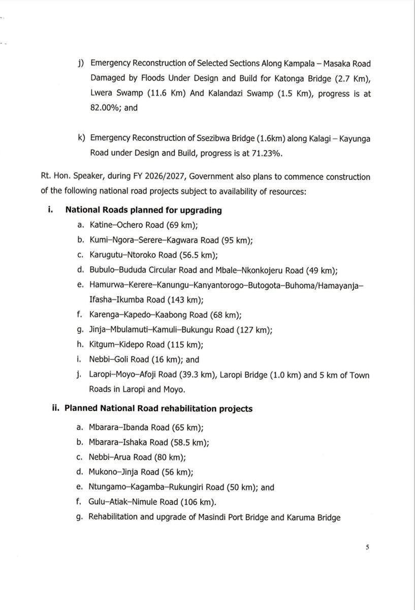 Parliament_Ug's tweet photo. Status of the implementation of national roads. #PlenaryUg https://t.co/zMgnaghuHO