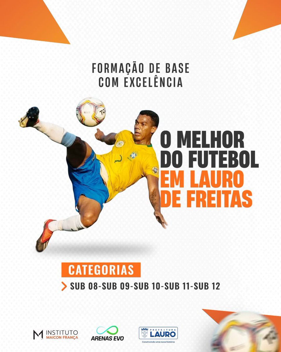 instmaiconfr's tweet photo. ⚽ O sonho de uma criança começa com uma oportunidade.

O Instituto Maicon França abre inscrições para a escolinha gratuita de futebol nas Arenas Evo, no Parque Shopping Bahia. Formação, disciplina e oportunidades através do esporte. https://t.co/AqdULVtK00
