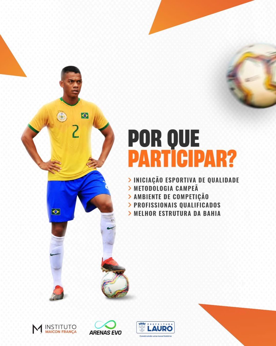 instmaiconfr's tweet photo. ⚽ O sonho de uma criança começa com uma oportunidade.

O Instituto Maicon França abre inscrições para a escolinha gratuita de futebol nas Arenas Evo, no Parque Shopping Bahia. Formação, disciplina e oportunidades através do esporte. https://t.co/AqdULVtK00