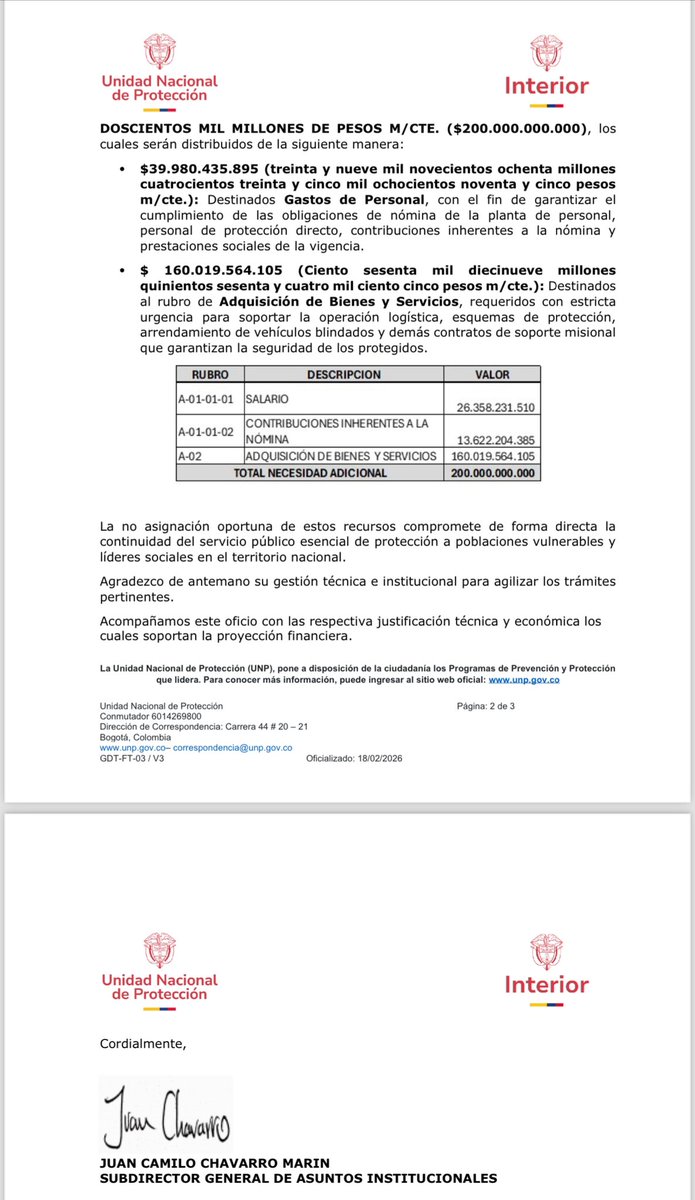 Danielbricen's tweet photo. La UNP de Petro está desesperada pidiéndole $200.000.000.000 al ministerio de hacienda para dejar amarrados cientos de funcionarios y escoltas en provisionalidad.

Los sindicatos de la entidad denuncian que son ex miembros del M-19 y ex guerrilleros.

Esto es muy grave https://t.co/di6y3mj0JB