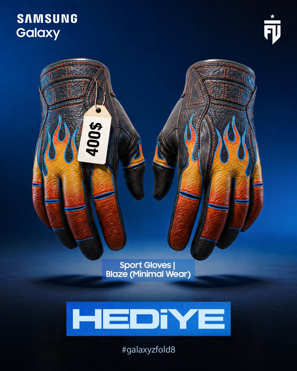 FUTesportsgg's tweet photo. Sizlere süper bir hediyemiz var! ❤️

Samsung Galaxy ile birlikte bir şanslı kişiye Sport Gloves | Blaze (Minimal Wear) hediye ediyoruz.

Katılmak için yapmanız gerekenler:
🔹 Hesabınız herkese açık olmalı,
🔹 Yorumlara #GalaxyZFold8 yazmalısınız,
🔹 Gönderiyi yeniden paylaşmalısınız.

*Kazanan kişi 14.08.2026 tarihinde açıklanacaktır.

@SamsungTurkiye #GalaxyZFold8