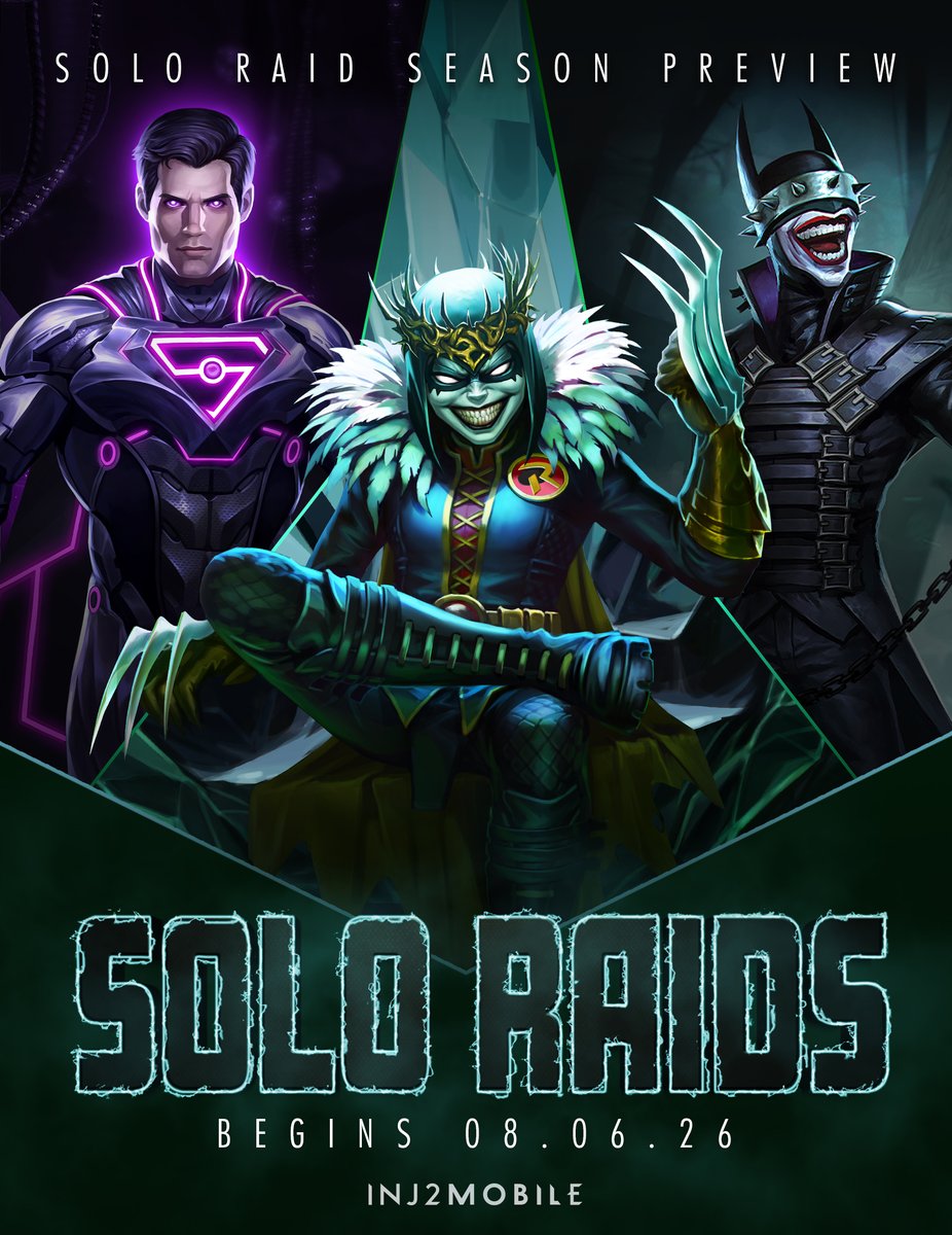 Injustice2Go's tweet photo. Get ready to face the darkness in the next Solo Raid Season starting on August 6! Which Boss do you fear the most?
👑 Robin King in the Kingdom of Madness
💜 Collector of Worlds Superman in the Rise of Krypton
🦇 Batman Who Laugh in the Dark Nights
#INJ2mobile https://t.co/JNLCaPAEVW