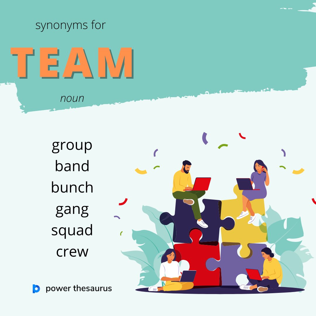 PowerThesaurus's tweet photo. https://t.co/YJJah9xZjx
If people say a "team", they mean a group of people working together to achieve a goal.
E.g. "Our team won the football match."
#synonym #thesaurus #learnenglish #ielts https://t.co/oOmrRRs2wa