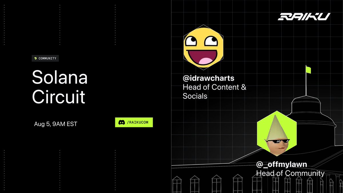 raikucom's tweet photo. Tomorrow's Solana Circuit is going to be a bit different...

You, yes you, are about to get a masterclass in trading and why guaranteed inclusion is so important for traditional and crypto traders alike.

Be there or be permanent underclass.

https://t.co/DCVY928SX8 https://t.co/2nHkSGvev3