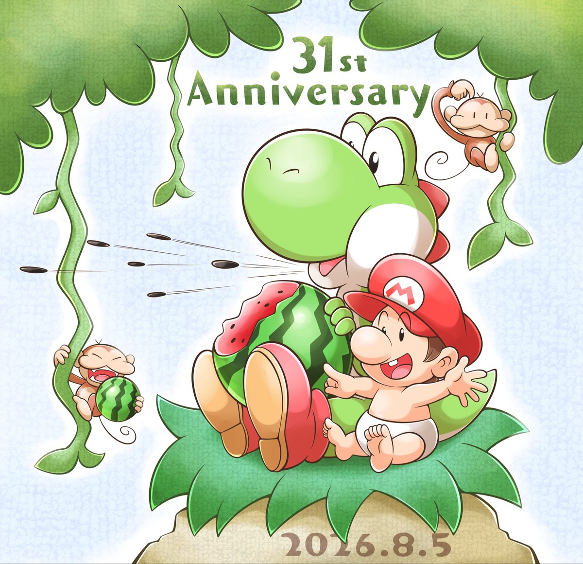 Bluefrog9090's tweet photo. ヨッシーアイランド31周年おめでとうございます🍉🐒スイカが美味しい季節🐒 #ヨッシーアイランド #ヨッシーアイランド31周年 https://t.co/YinEKl978S