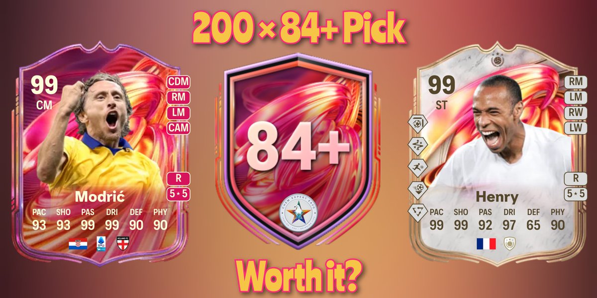 TradingEi's tweet photo. 🎀 200×84+ Pick - Worth it🤔? 🎀

💚+🔁 appreciated

I examine the Picks based on these categories:
● Walkouts✨️
● 90+🍀
● Special Cards🎨
● Futties🎀
● TOTS/FOF🔷️/🔴

All results in the Thread👇

1/13 https://t.co/GfkZD0gJL4