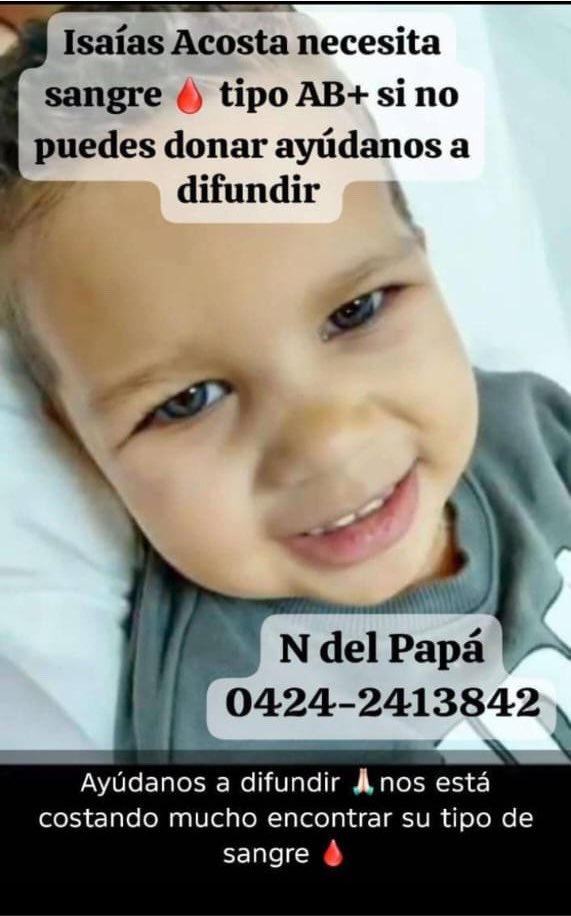 Beadrian's tweet photo. Necesitamos sangre AB + para este angelito que está en Clínicas Caracas https://t.co/iEoDERbQab