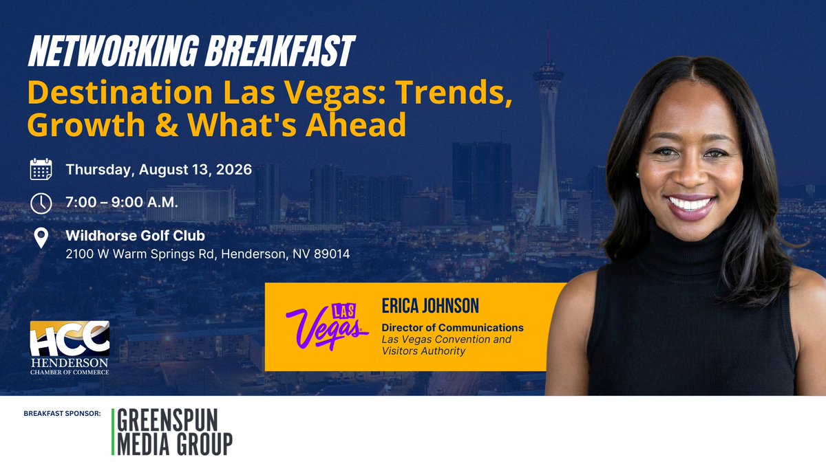 HCC_Nevada's tweet photo. Business owners can't afford to guess where the local economy is headed.

Join us for our August Networking Breakfast to learn about tourism trends and visitor activity for the rest of the year. Get the insights you need for your business: https://t.co/1SemcuEjvT https://t.co/wrXDh3SgRB