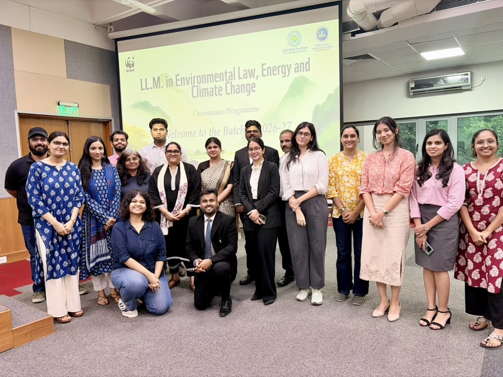 Akashtnnls's tweet photo. Orientation for the incoming students of the LL.M. in Environmental Law, Energy and Climate Change (ELECC), offered by Jindal Global Law School (JGLS) and WWF-India. https://t.co/nf4oxjPqTq