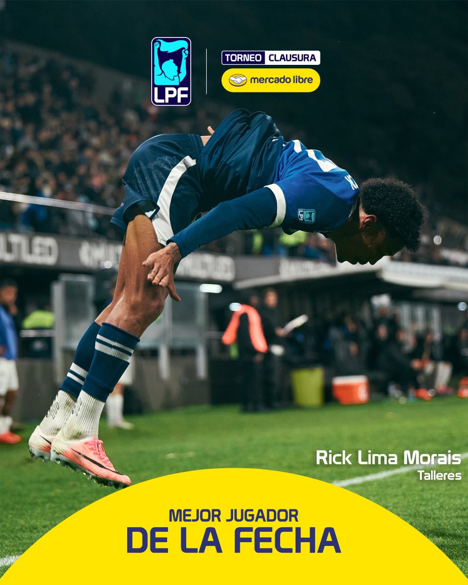 LigaAFA's tweet photo. El #MejorJugador de la #Fecha3 llega con @ML_Argentina ➡️ Rick Lima Morais, de @CATalleresdecba 🙌

El delantero de la T la rompió en la victoria 4-0 ante Platense en el #TorneoMercadoLibre Clausura 2026 🏆

⚽️ Goles: 2
🧠 Asistencias: 1 https://t.co/t3TMqFEv4x