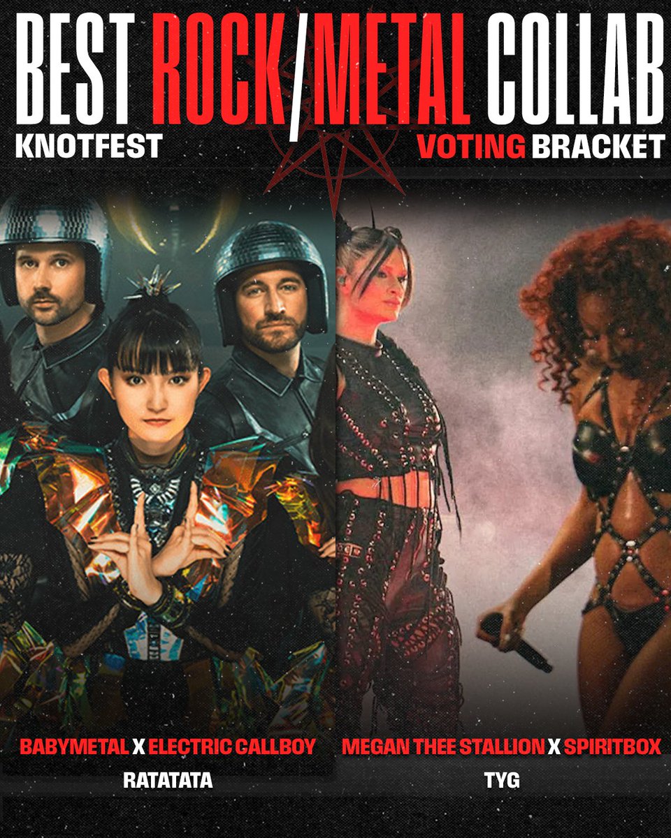 KNOTFEST's tweet photo. Cast your votes for the best rock / metal collab of all time https://t.co/ZoZAnQtUvN https://t.co/dLgTHIMH8w