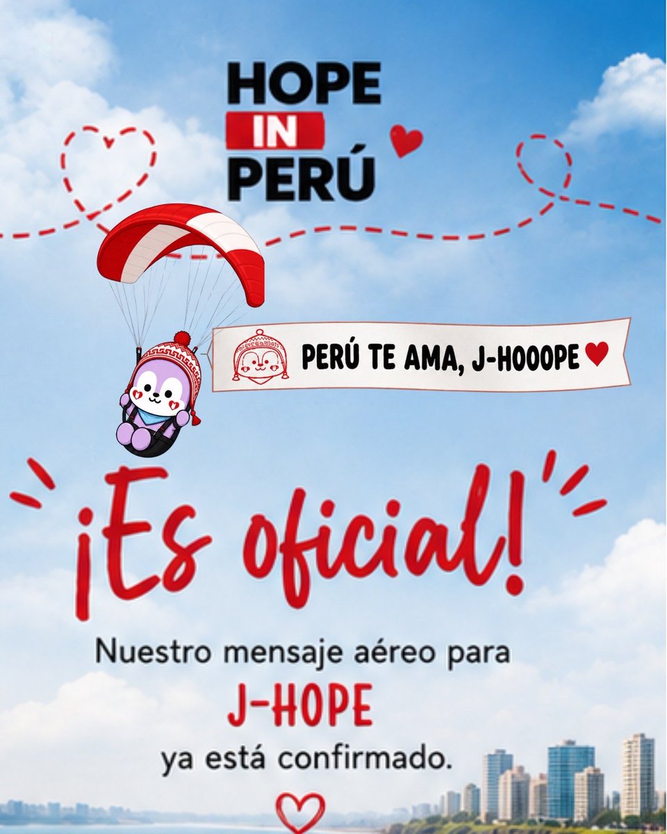 ardillasdehobi's tweet photo. LO LOGRAMOS 💜

Cuando empezamos este proyecto, nuestra meta era sencilla: lograr un mensaje aéreo que pudiera darle la bienvenida a #jhope durante su visita 🇵🇪
Gracias a las donaciones recibidas y al aporte realizado por el staff de Las Ardillas de Hobi, (+) https://t.co/hY9TiDPZXZ