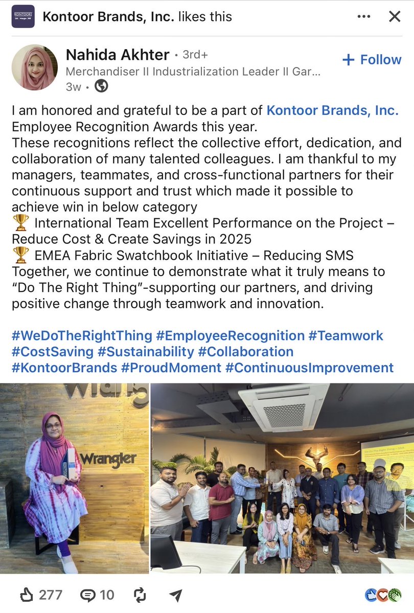 PlumbNick's tweet photo. They say never trust a skinny chef.

So what do you call a “rugged American cowboy” jeans brand whose actual team dresses like this?

Check out Kontoor Brands (owners of Wrangler) celebrating employee awards and new team launches - notice what you don’t see.

Not a cowboy hat.
Not a pair of boots.
Not a single person who looks like they ever stepped foot on a ranch or put on a pair of heavily starched Wranglers. 

All we see is the new face of an American icon.

The jeans still sell the myth the company stopped living it a long time ago.