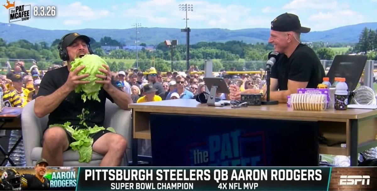 Fake_KDKA's tweet photo. “Get a load a this, Fauci!” says Aaron Rodgers while biting into massive head of Taylor Farms lettuce. More in sports. https://t.co/THWT8Yp7JR
