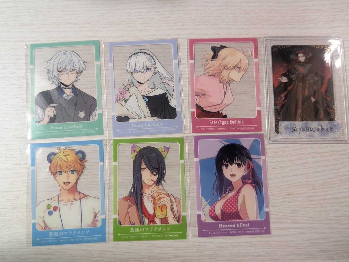 yuko_abab's tweet photo. 【交換】FGOフェス　KADOKAWA
特典カード

求：🎀ダンテ
譲：カドック、アナスタシア、アーサー、パラケルスス、桜、沖田

郵送交換、8/9池袋手渡しが可能です。
よろしくお願い致します。 https://t.co/taqO8IKKoZ