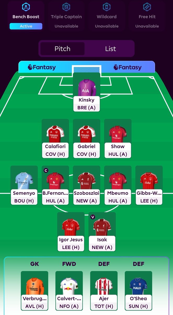 Empire_fpl's tweet photo. @FPLPremTipster Yes for a week now Ive been going through drafts without him. That said it probably means BB GW1 and Free hit GW3 followed by WC close after. https://t.co/GzGjg3fipL