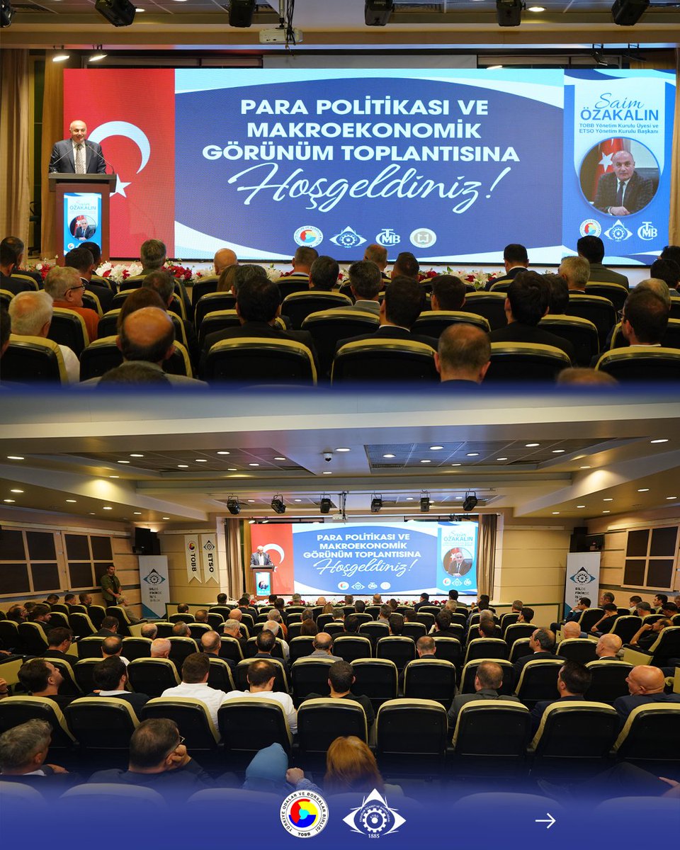 ERZURUMTSO's tweet photo. Türkiye Cumhuriyet Merkez Bankası (TCMB) Başkanı Sn. Dr. Fatih Karahan ve TCMB bürokratlarının katılımıyla, ETSO ev sahipliğinde "Para Politikası ve Makroekonomik Görünüm" toplantısın�� yaptık. 🏢

Toplantımıza; Erzurum Valisi Sn. Aydın Baruş, TCMB Başkanı Sn. Dr. Fatih Karahan ve TCMB bürokratları, Erzurum Büyükşehir Belediye Başkanı Sn. Mehmet Sekmen, TOBB Yönetim Kurulu Üyesi ve ETSO Yönetim Kurulu Başkanımız Sn. Saim Özakalın, ETSO Meclis Başkanı Sn. Gökhan Yılmaz, Yakutiye Belediye Başkanı Sn. Mahmut Uçar, siyasi parti il başkan vekilleri, kamu kurum il müdürleri, Erzurum Ticaret Borsası Başkanı Hakan Oral, Erzurum ESOB Başkanı Rasim Fırat, 1. OSB Yönetim Kurulu Başkanı Murat Urkuç, MÜSİAD Erzurum Şubesi Başkanı Abdülkerim Kavaz, ETSO Genel Sekreteri Osman Ömeroğlu STK başkanları ve iş dünyası temsilcilerimiz katılım sağladı. 🤝

📍 Toplantımızda Öne Çıkan Başlıklar:
✅ Başkanımız Saim Özakalın'ın iş dünyasının sorun ve çözüm önerilerini 6 başlıkta aktarması
✅ TCMB Başkanı Dr. Fatih Karahan'ın "Para Politikası ve Makroekonomik Görünüm" sunumu
✅ İş dünyamızın ekonomiye ivme katacak beklentilerinin istişare edildiği soru-cevap bölümü

Programımıza teşrif eden Valimiz Sn. Aydın Baruş'a, Büyükşehir Belediye Başkanımız Sn. Mehmet Sekmen'e, TCMB Başkanımız Sn. Dr. Fatih Karahan'a ve tüm katılımcılarımıza teşekkür ederiz. 📊

@RHisarciklioglu @TOBBiletisim @saimozakalin @Merkez_Bankasi @aydinbarus22 @ErzurumValiligi @mehmetsekmen @erzurumbld