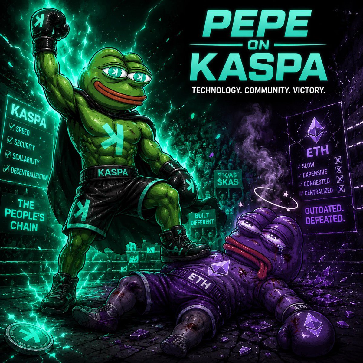 PepeKCC20's tweet photo. 🐸 My Fam likes to fight.
#Kaspa https://t.co/5vEsenwGvs