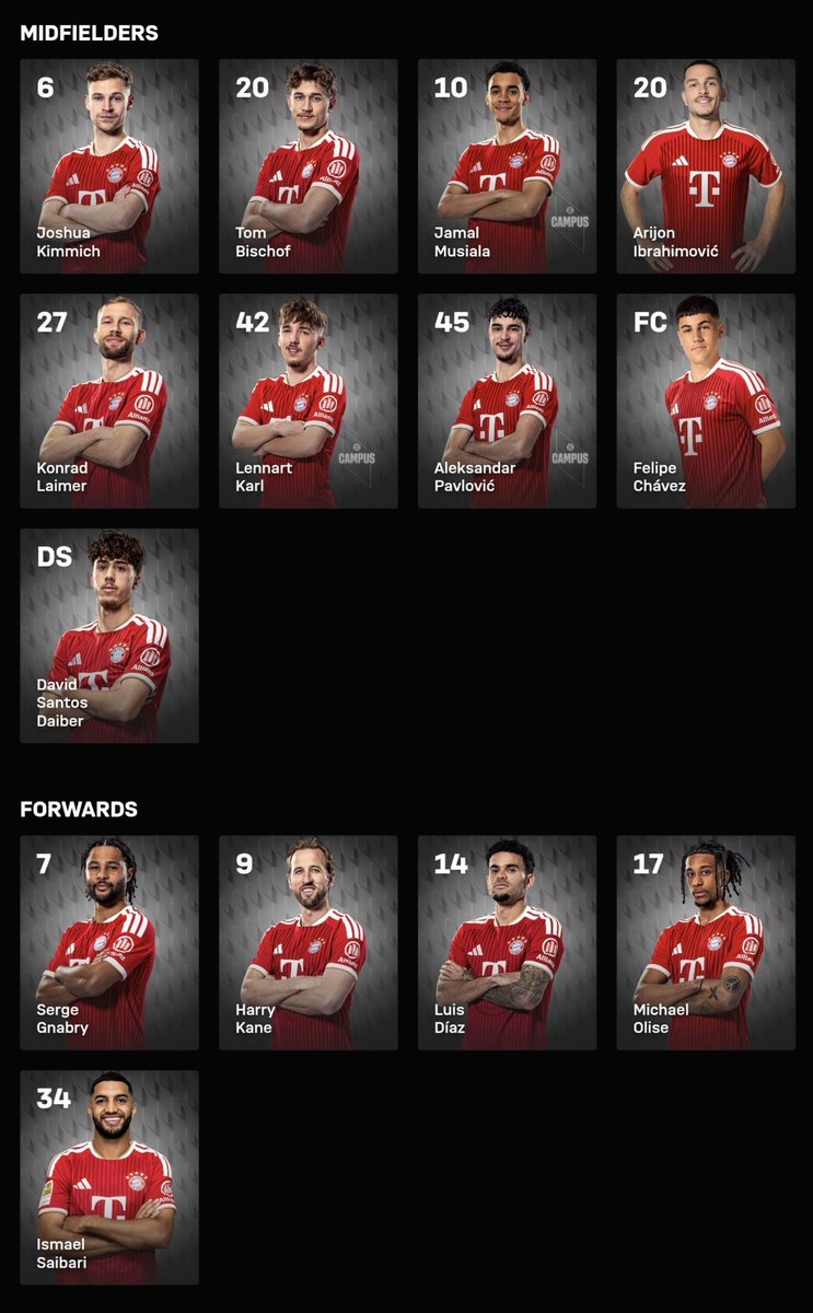 Felipe_chavez10's tweet photo. @leofcb1107 @MiaSanMiaNews @BILD The official 1st team 26/27 🫡 https://t.co/rZvkVRc3uf