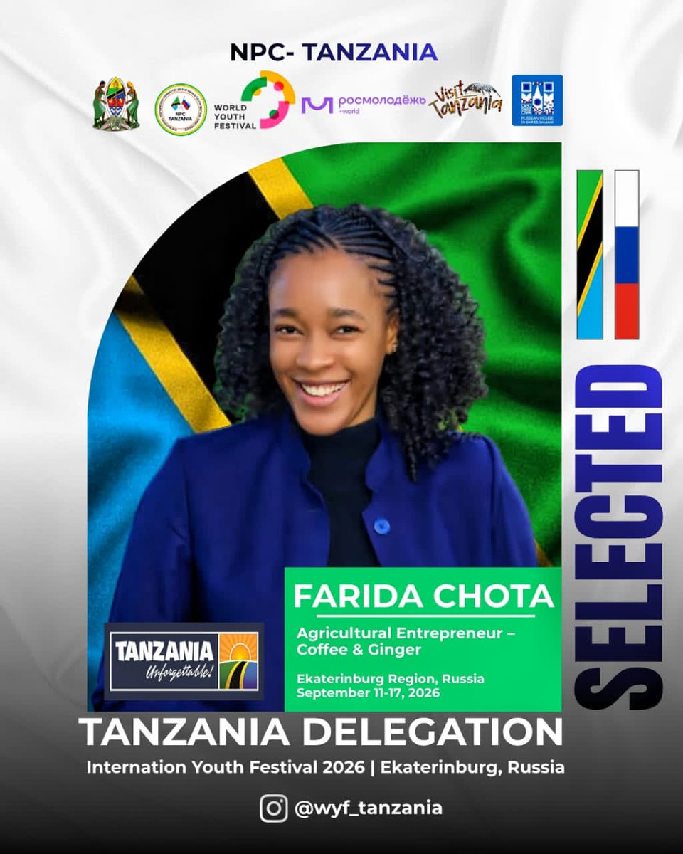 SharonMontana20's tweet photo. I proudly represent Tanzania, carrying with me the spirit of our people, our agriculture, and the incredible potential of our coffee, ginger, and many other products. This is more than a personal achievement it's an opportunity to showcase what Tanzania has to offer the world https://t.co/KsL73RDAjR
