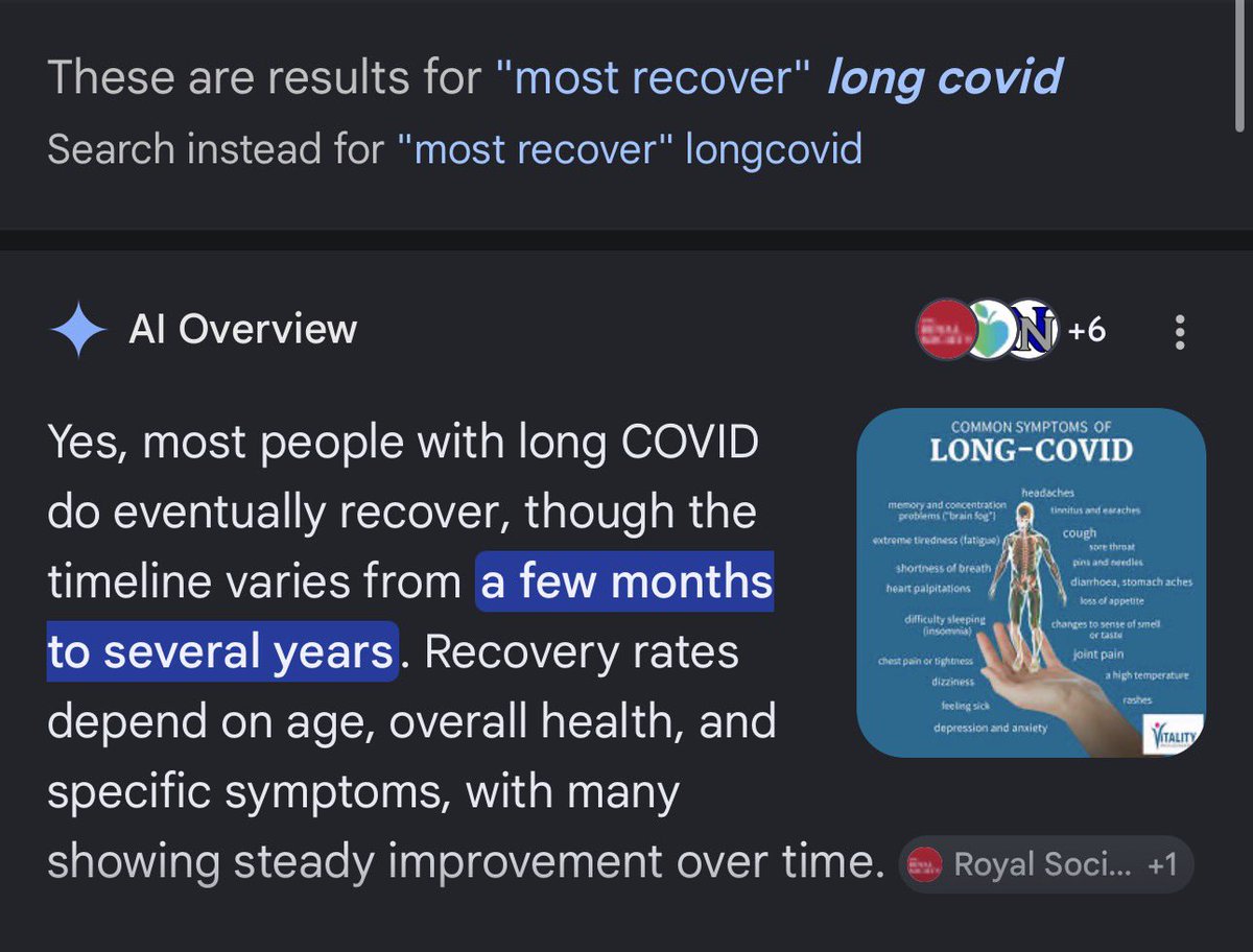 LauraMiers's tweet photo. Media 2020-2026: “Most people recover from LongCovid! Like 9 out of 10!”

AI: “Yes, most people recover from LongCovid.” 

2025: A large 3-year study found 2% recovered.

No one is going to pay for this carnage, &amp; that’s precisely why we are doing this. https://t.co/idHaqP4GtU