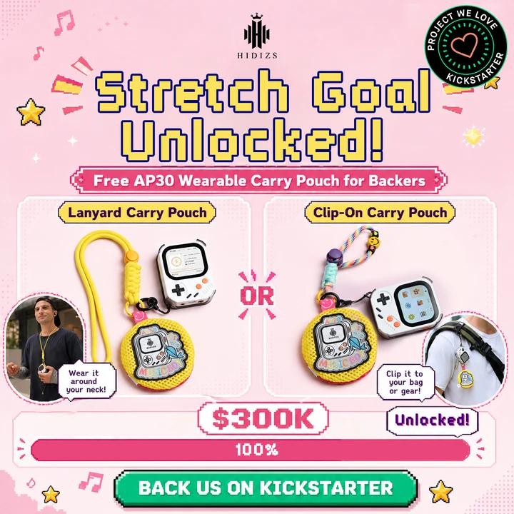 Hidizs's tweet photo. 🎉 Stretch Goal Unlocked!

Every AP30 Music Boy now includes ONE FREE Wearable Carry Pouch.🎁

Thanks to our amazing community for helping us unlock our $300K Stretch Goal!

Pick the carry style that suits you best.

👉 Join AP30 on Kickstarter today: https://t.co/4wJPxWWdrX https://t.co/7WH5miuc4i