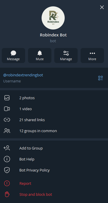 robindexpro's tweet photo. @robindextrendingbot

🤖 Robindex Bot = multitool

Add it to your group once — and you get more than a bot.

✅ Scanner — token intel in chat
✅ Buy bot — live buy alerts with your branding
✅ Raid bot — track likes, RTs, replies & bookmarks
One bot. Three tools. Built for Robinhood Chain communities.