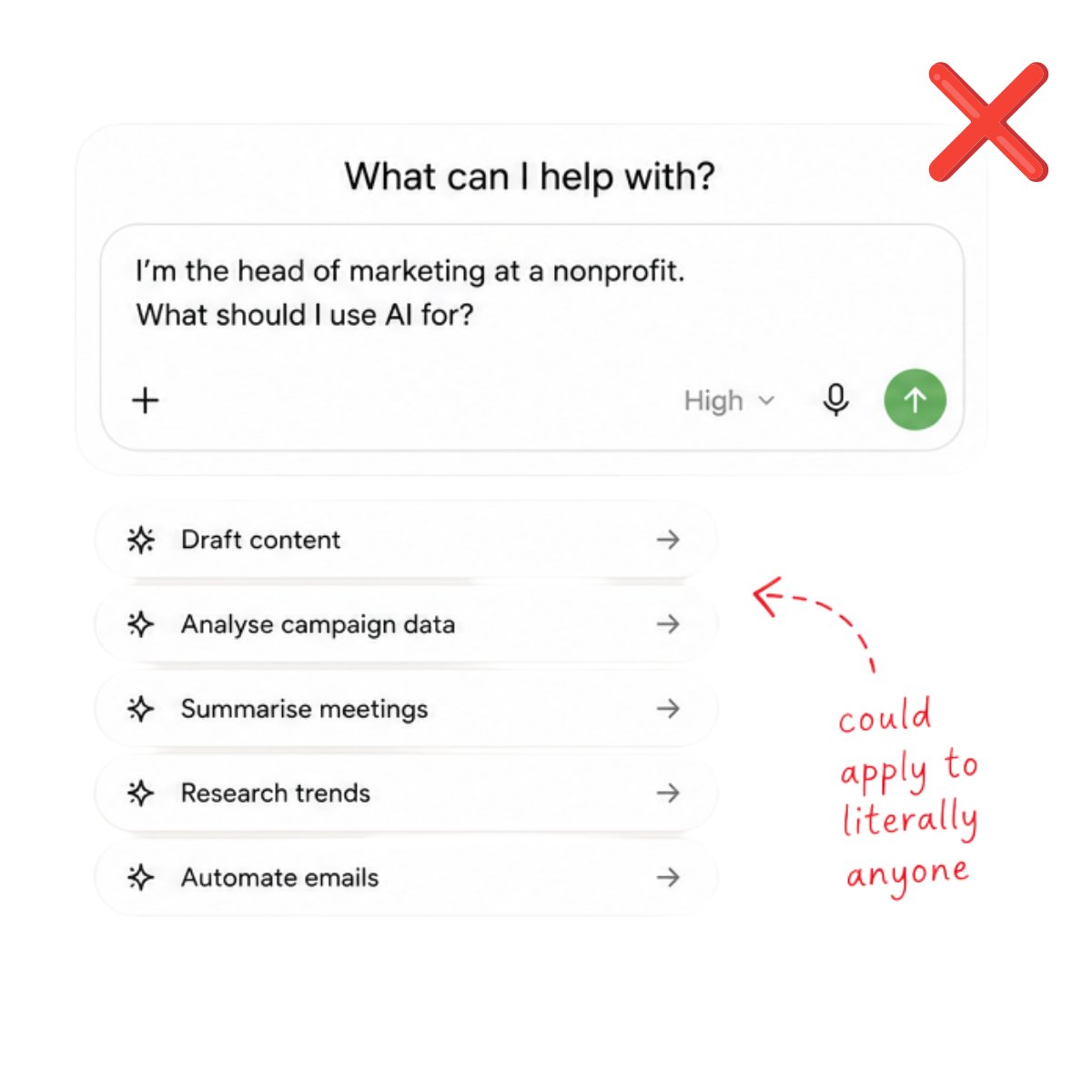 HainingMax's tweet photo. ChatGPT is pretty bad at telling you where ChatGPT could help.

ChatGPT or Claude don’t know what you opened, copied, compared, rewrote or waited on last week. So instead of asking AI to invent use cases, pick one normal workday and reconstruct what you did across your calendar, emails, recent files, Slack threads.

That should give you tasks that are much more specific to start with, not another list of categories. I turned this into a 10-minute exercise: https://t.co/mI64w2J5Go