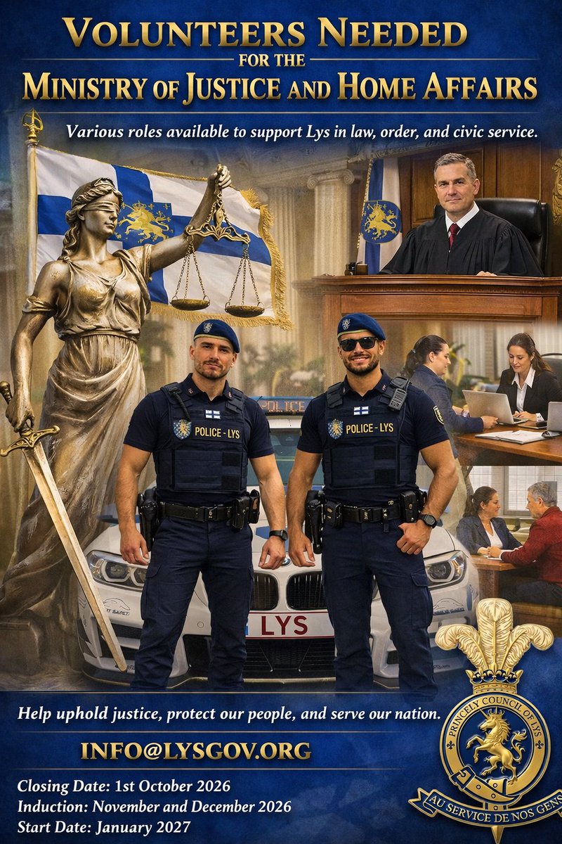 LysGov's tweet photo. Lys is recruiting volunteers for the Ministry of Justice & Home Affairs—individuals who believe in community, internal affairs & relations and the law.
If you can lead, work as part of a team, support justice & internal initiatives & help build our community in Lys, join us.
#Lys https://t.co/FHDLlOGvEJ
